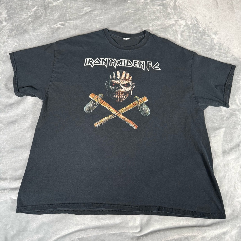 Vintage Iron Maiden Fan Club T Shirt Mens 2XL (Estimated) Faded Black Y2K